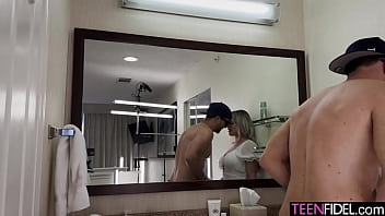 Big tits blondie oral bathroom sex