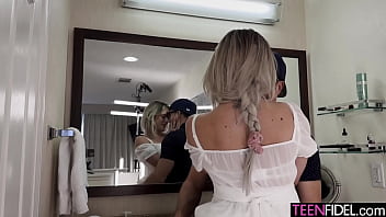 Big tits blondie oral bathroom sex