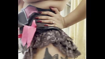 Big boobs mini skirt