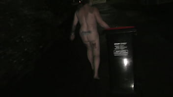 Nz milf argues but told to take out the trash to the street fully naked plus pissing on the way back