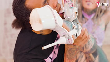 Tattooed girl takes a bbc pounding balls deep in her ass