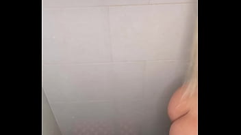Blondie in the shower playing with a dildo masturbation in doggy position cowgirl and incredible blowjob