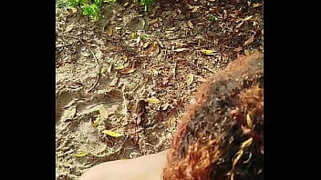 Risky blowjob on the beach i came on her face