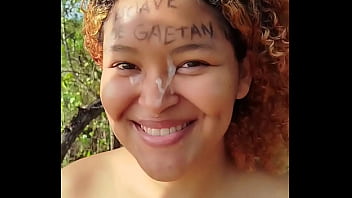 Risky blowjob on the beach i came on her face