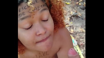 Risky blowjob on the beach i came on her face