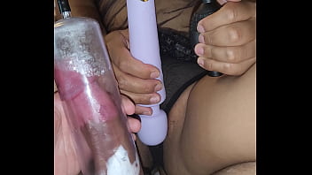 Cock pump followed by masturbation and cream pie