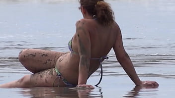 At the beach stepson cums three times in my hairy pussy the same day