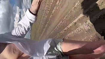 Smoking cigarette and bouncing boobs in male shirt to get private place for masturbate and fast orgasm