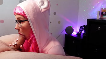 Petite cosplay step sister give aheago blowjob and let him cum in mouth