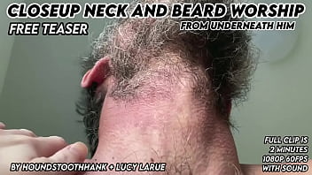 Closeup neck and beard worship from underneath him