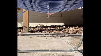 Bbw joan day pees sitting in her lawn chair