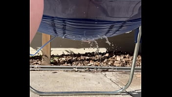 Bbw joan day pees sitting in her lawn chair