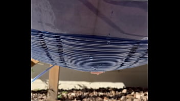 Bbw joan day pees sitting in her lawn chair