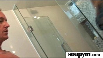 Girl with great body massages and blows a customer 25