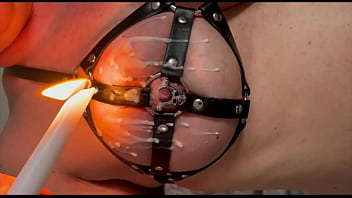 Waxing my big tits and pierced nipples in new leather bra