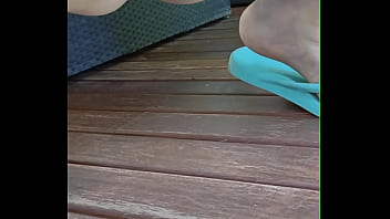 Sexy mature with summer dress and no knickers squats so you can see her gaping cunt