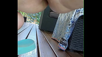 Sexy mature with summer dress and no knickers squats so you can see her gaping cunt