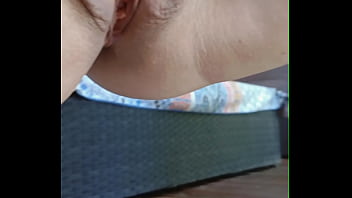 Sexy mature with summer dress and no knickers squats so you can see her gaping cunt