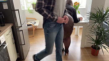 My beloved son in law please jerk off and cum on my ass