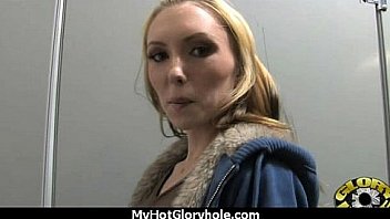 Black chick blows & fucks cock on a naughty gloryhole 13