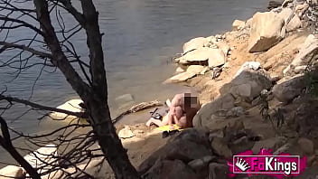 Redhead jade nymph caught fucking by the lake