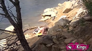 Redhead jade nymph caught fucking by the lake