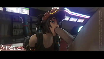 Game character milks your cock with her mouth