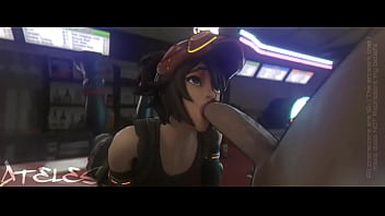 Game character milks your cock with her mouth