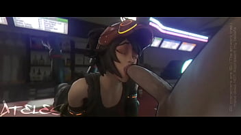 Game character milks your cock with her mouth