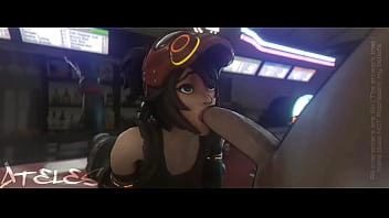 Game character milks your cock with her mouth