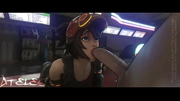 Game character milks your cock with her mouth