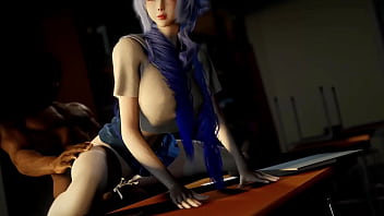 3d cute college slut wearing cut jk dress got her wet pussy fucked so hard