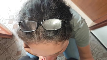 Married slut neighbor hungry for cum comes and gives me a sloppy blowjob