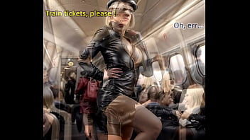 Elegant asian woman is sucking your dick in a crowded train ai illustrated leather porn dream