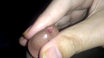 Hairy latino tries glans massage until orgasm