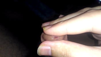 Hairy latino tries glans massage until orgasm