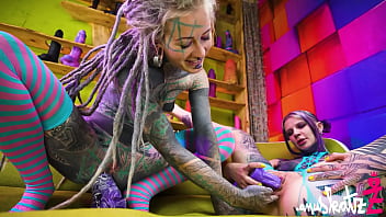 2 tattoo lesbians anal play with big toys in there assholes atm gapes real orgasm