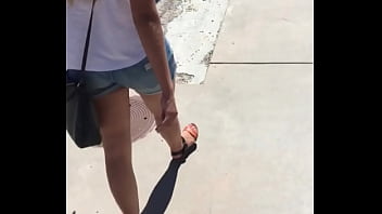 Sexy Girl In Booty Shorts Walking Voyeur thumbnail