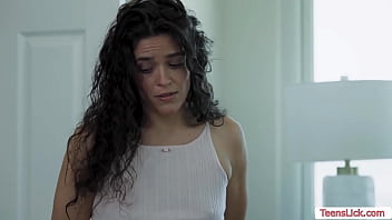 Victoria voxxx is in the room of her roommate isa start kissing each other on the bed