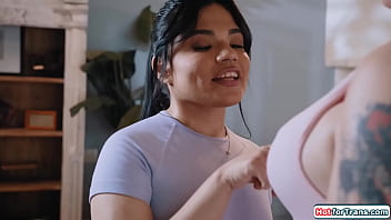 Busty Big Cock Tgirl Blake Lovely Is Kissed By Her Latin Gf Summer Colthe Big Tits Shemale Licks Her Pussy And Bareback Anal Fucks The Petite Latina thumbnail