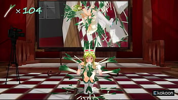 Anime girl dance challenge holding green onions mmd by tarako