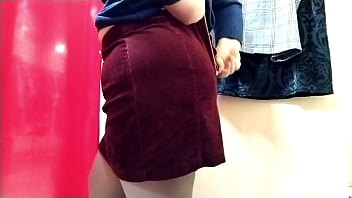 Mother in law tries on short skirts to be slutty for her horny son in law fitting room video