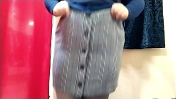 Mother in law tries on short skirts to be slutty for her horny son in law fitting room video