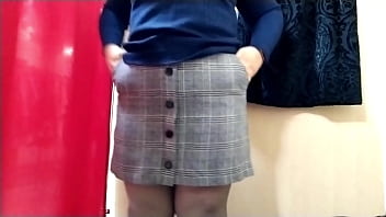 Mother in law tries on short skirts to be slutty for her horny son in law fitting room video
