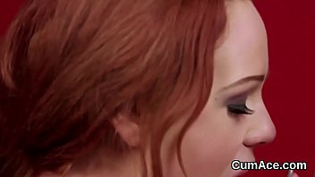 Wicked stunner gets cumshot on her face sucking all the jizm