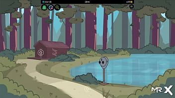 Takes off his pants to show anal