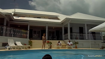 Her shaved asian pussy starts dripping when she gets fingered in the garden