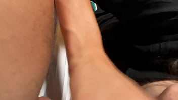 Sloppy deepthroat footjob and rimming after public flashing and risky elevator blowjob