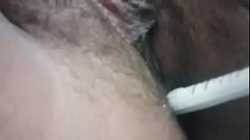 Desi indian inserting toothbrush in asshole