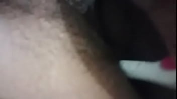 Desi indian inserting toothbrush in asshole